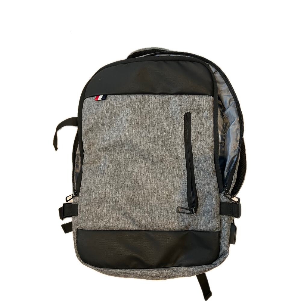Clamshell Gray Black Padded Backpack 20" Tall